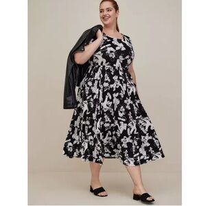 Disney Mickey & Friends Midi Fit & Flare Skater Dress - Black Multi 3X